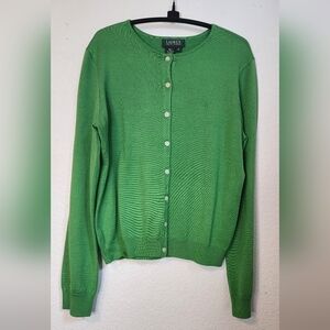 Lauren Ralph Lauren Silk Blend Button-Up Cardigan, Size M